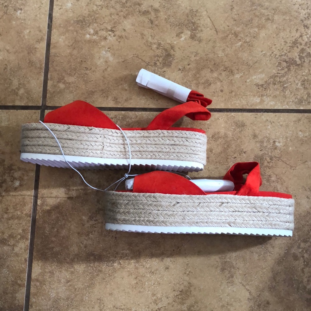 Wild Diva Lounge Red Suede Platform Sandals